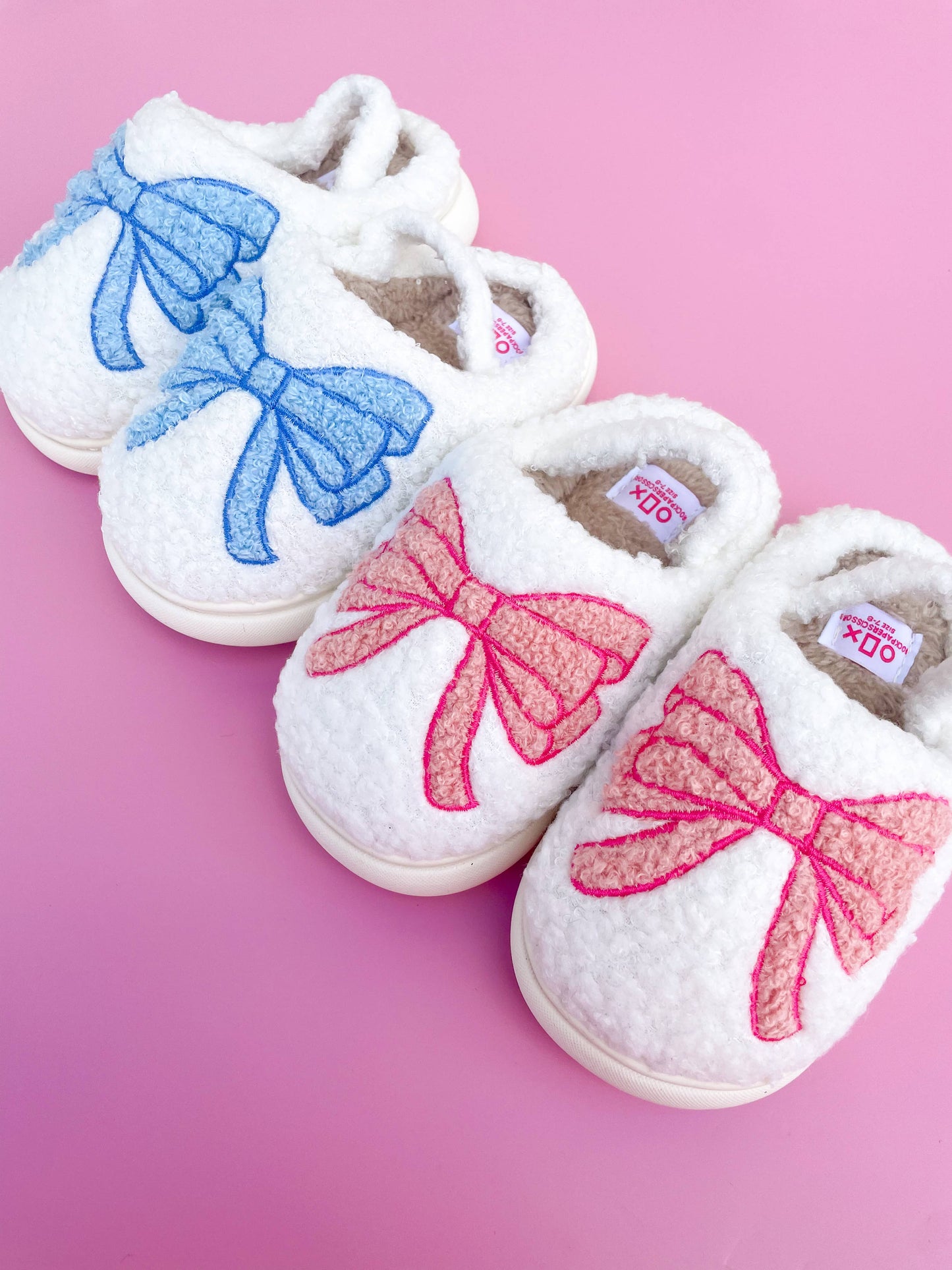 Pink Bow Slippers (Toddler/Kid Sizes)