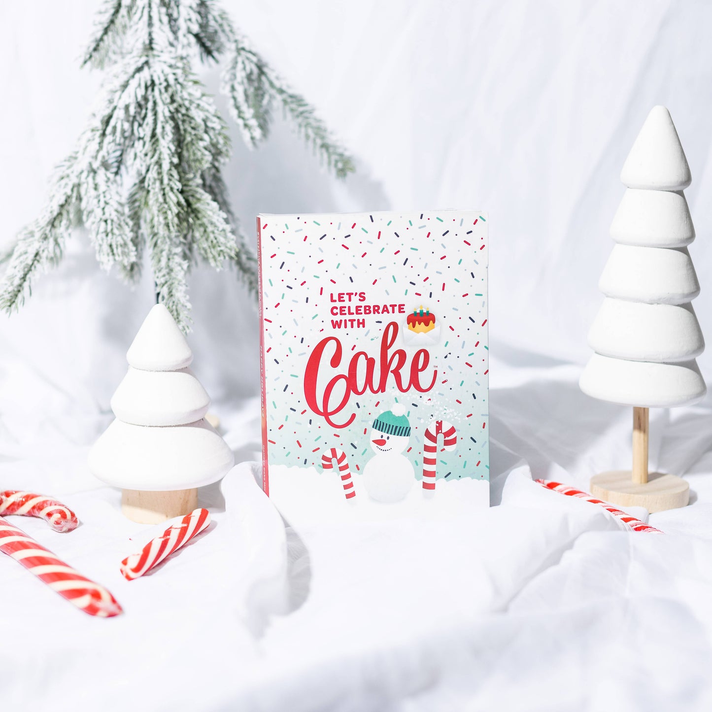 Candy Cane Confetti Happy Holidays Cake Card