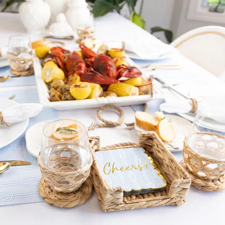 "Cheers" Nautical Knot Scalloped Cocktail Napkins