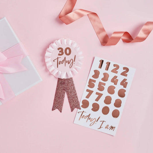 Hootyballoo by Club Green - Rose Gold Milestone Birthday Badge Personalised With 1 Stick