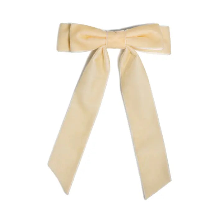 Ivory Velvet Bow Clip