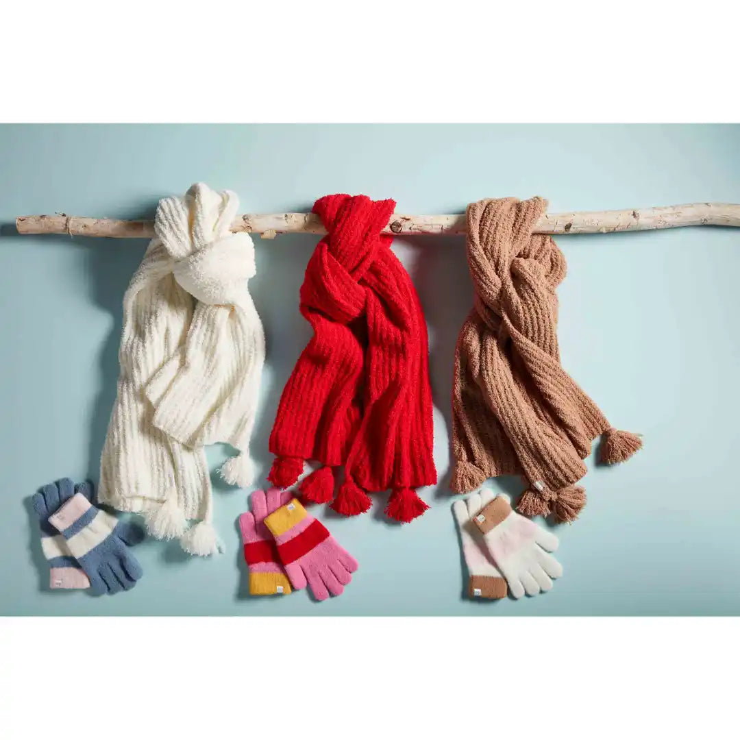 Color Block Glove and Scarf Set: Camel