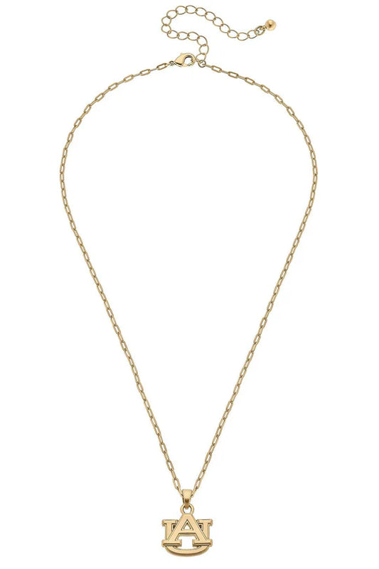 Auburn University Logo 24K Gold Plated Necklace