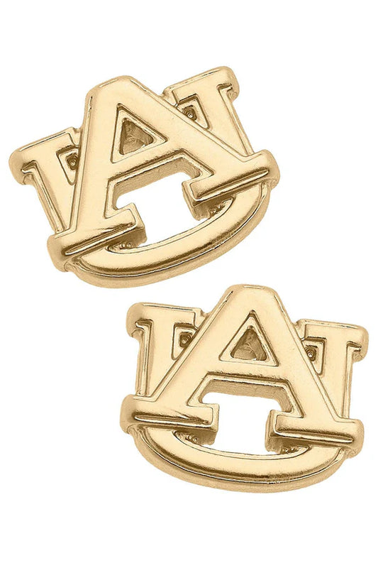 Auburn University Logo 24K Gold Plated Stud Earrings