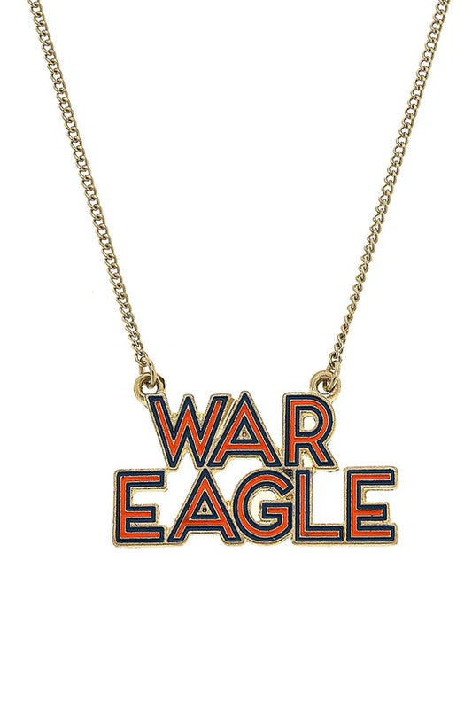 Auburn Tigers "War Eagle" Outline Enamel Necklace