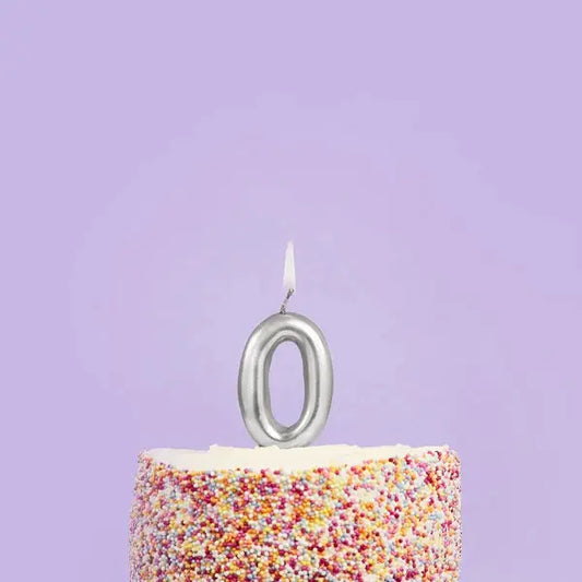 Silver Number "0" Candle