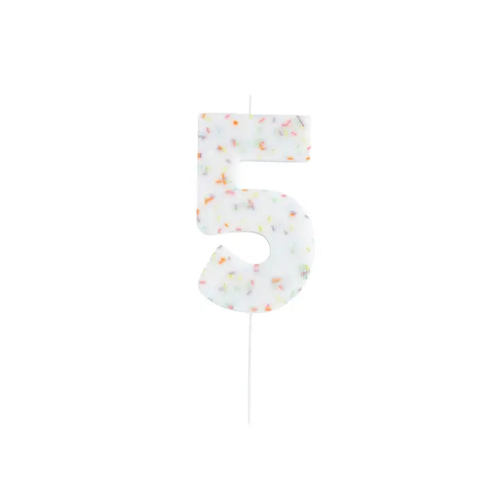 Jumbo Sprinkle Number 5 Candle