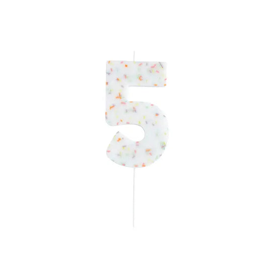Jumbo Sprinkle Number 5 Candle