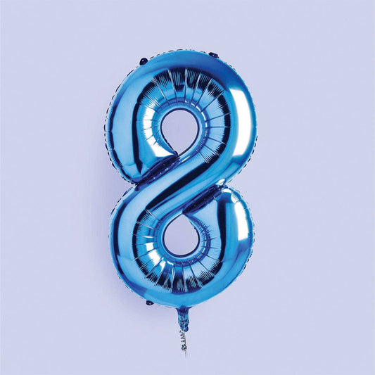 Hootyballoo by Club Green - Blue Number '8' Foil Balloon 34"