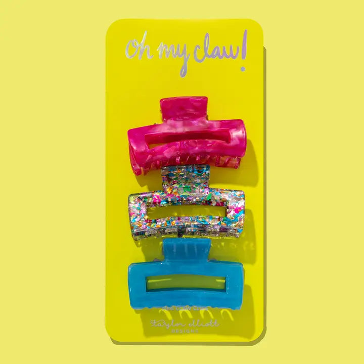 Colorful Confetti Claw Clip Trio