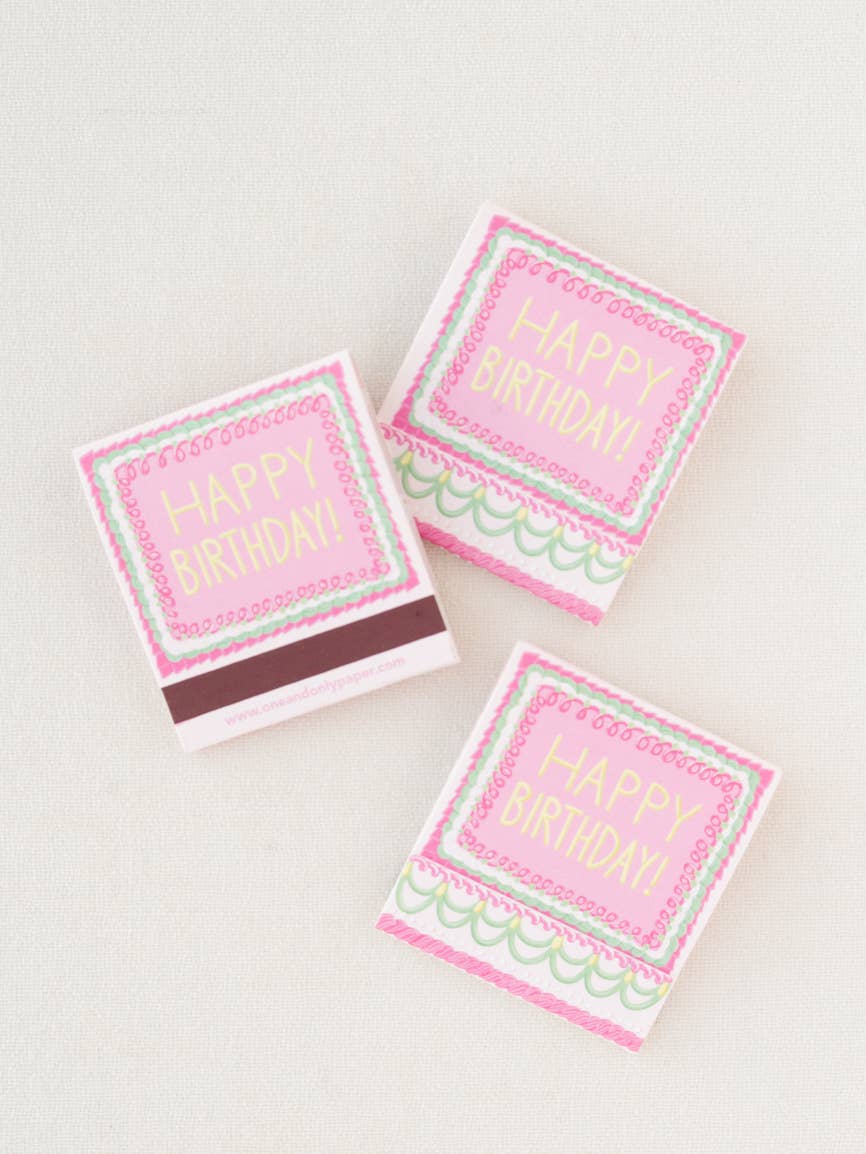 Happy Birthday Vintage Cake Matchbook