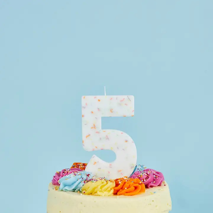 Jumbo Sprinkle Number 5 Candle
