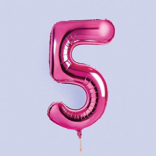 Hootyballoo by Club Green - Hot Pink Number '5' Foil Balloon 34"