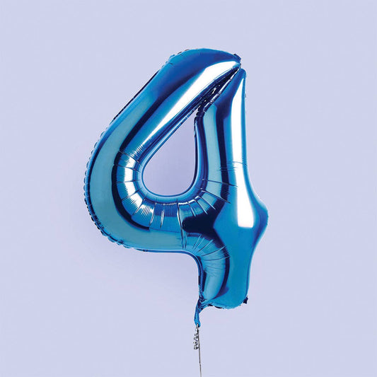 Hootyballoo by Club Green - Blue Number '4' Foil Balloon 34"