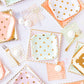 Cream Polka Dot Square Plates