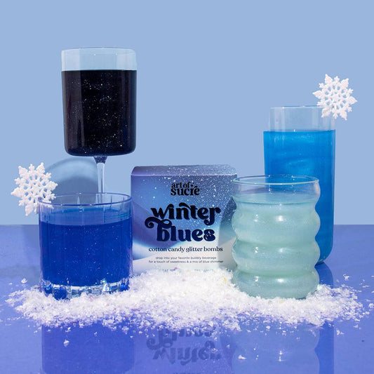 Winter Blues Cotton Candy Drink Glitter Bombs