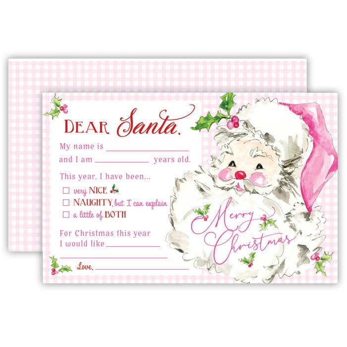 Handpainted Pink Santa Letter to Santa