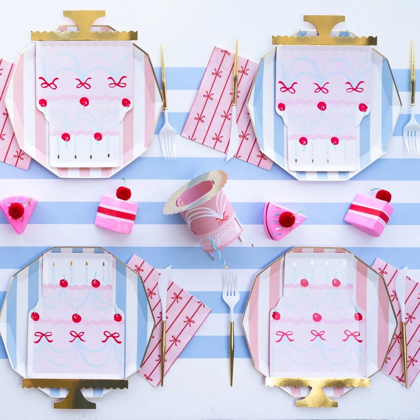 Sky Blue Signature Cabana Stripe Paper Table Runner