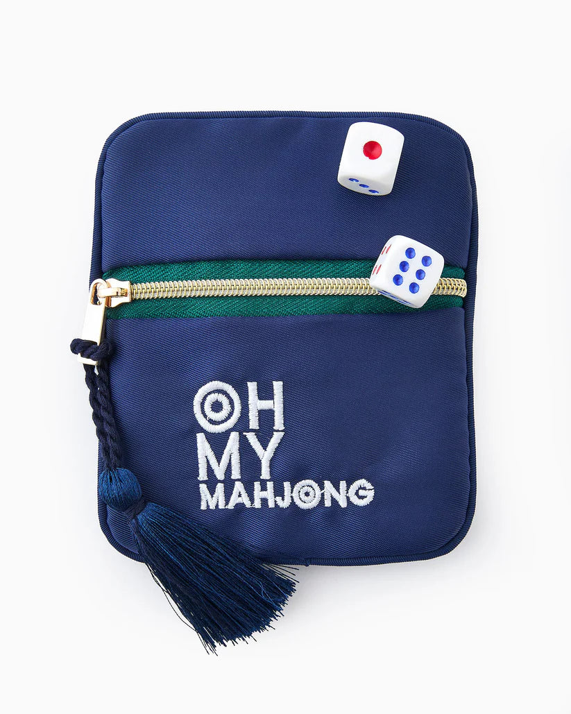 Blue Mahjong Coin & Dice Bag