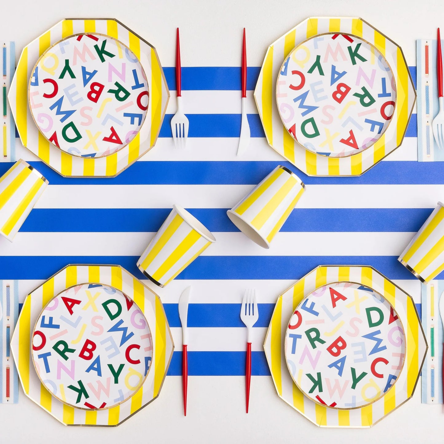 Palisades Blue Signature Cabana Stripe Paper Table Runner