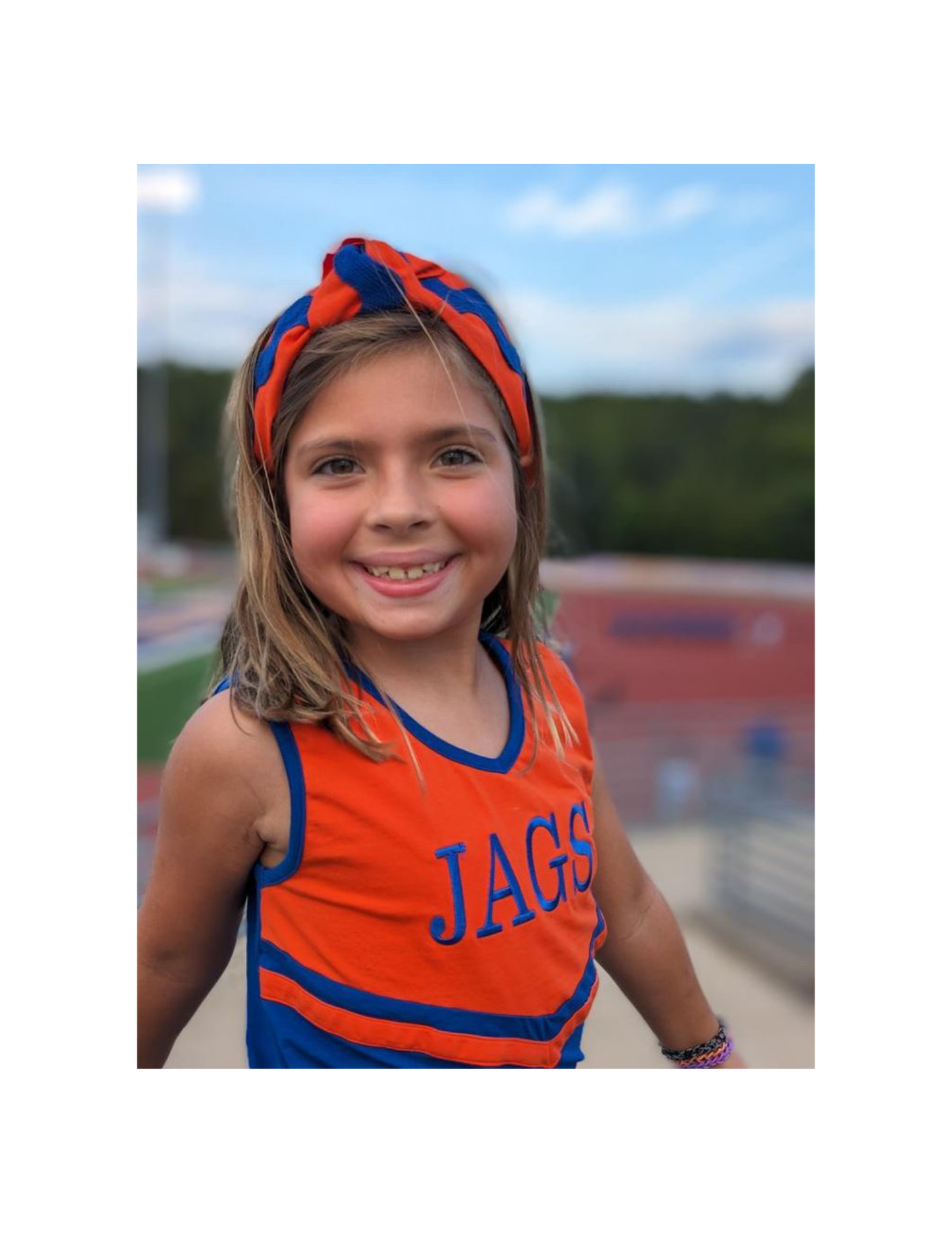 Orange Ribbon on Navy Handmade Knot Headband