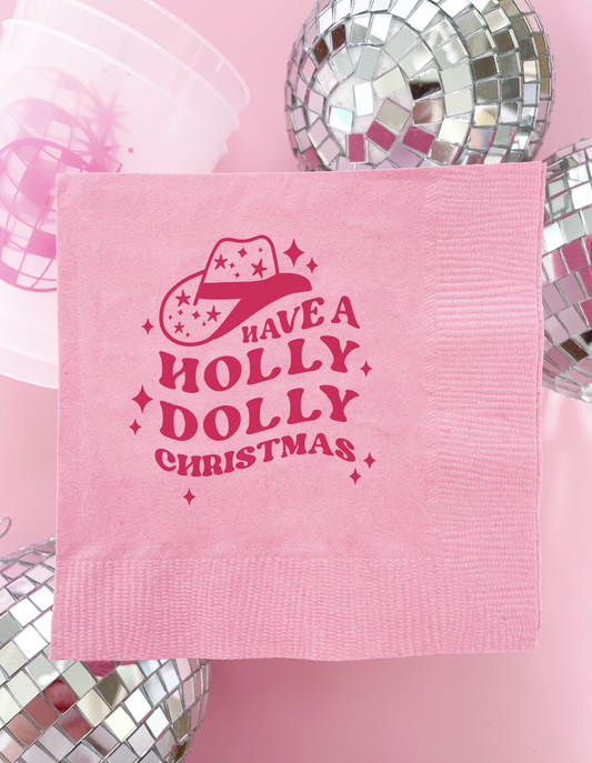 Cocktail Napkins: Cowgirl Holly Dolly Christmas