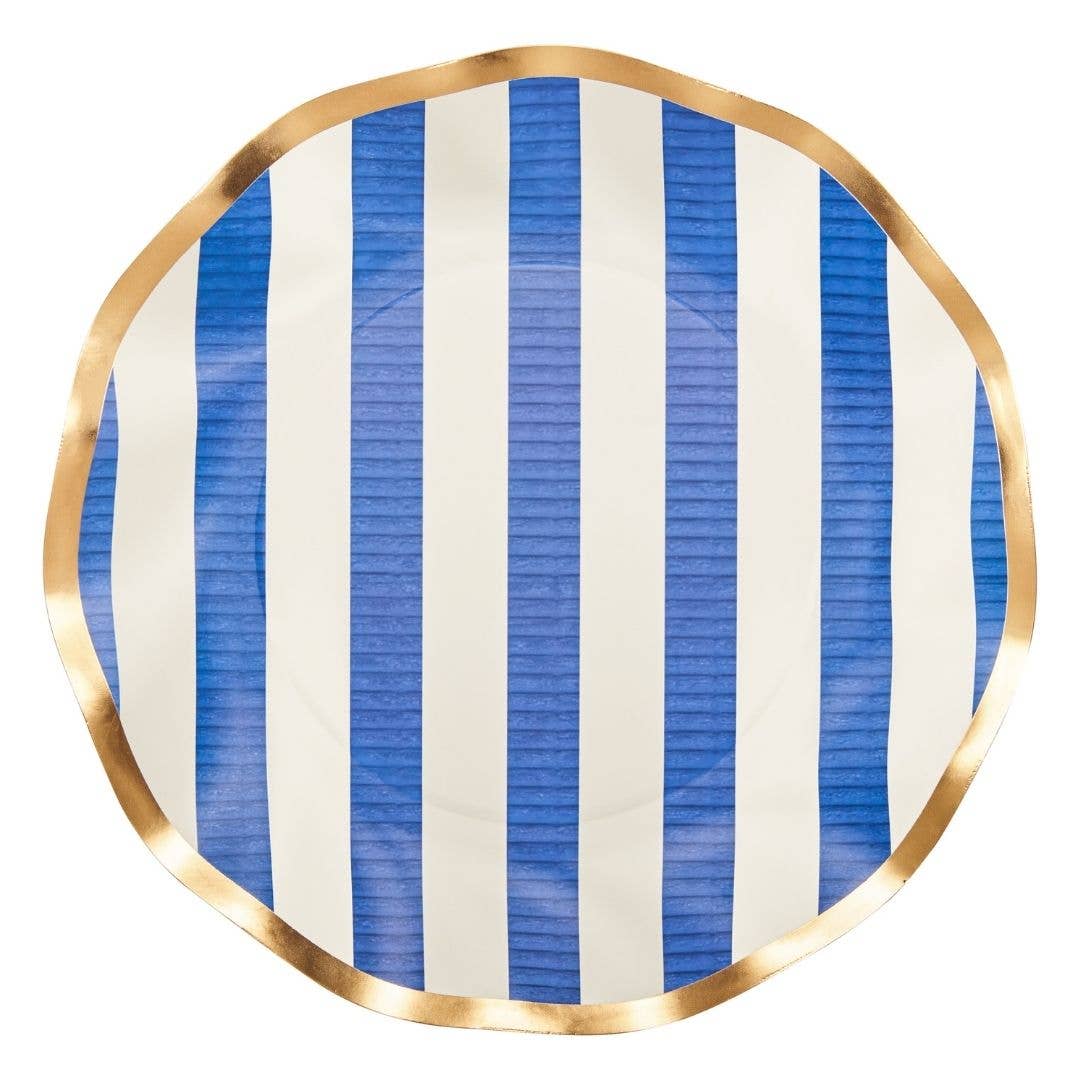 Wavy Salad Plate: Americana Blue Stripes