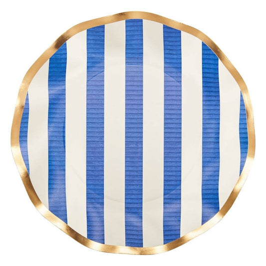 Wavy Salad Plate: Americana Blue Stripes