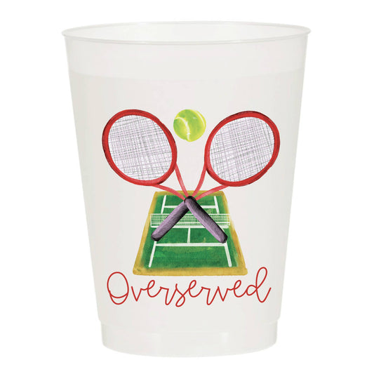 Set of 6 Reusable Cups: Overserved Tennis