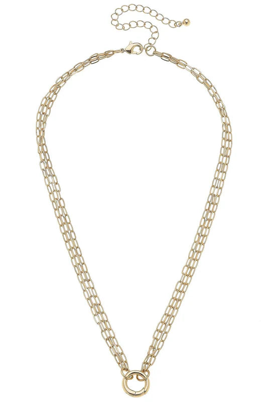Celia 3-Row Dainty Charm Necklace Base in Gold