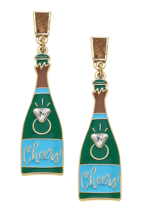 Cheers to Forever Champagne Enamel Earrings