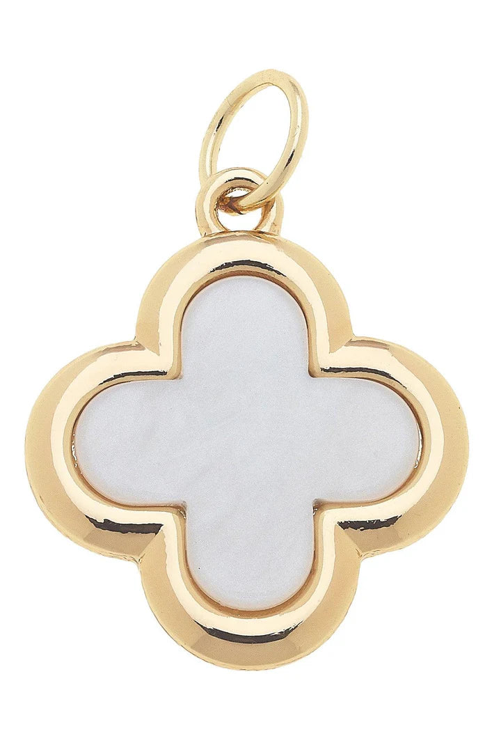 Clover Outline Charm in Mother of Pearl