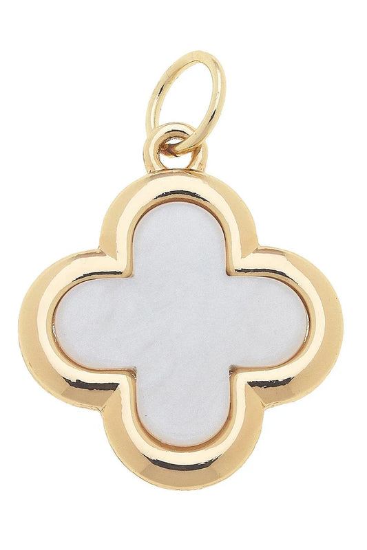 Clover Outline Charm in Mother of Pearl