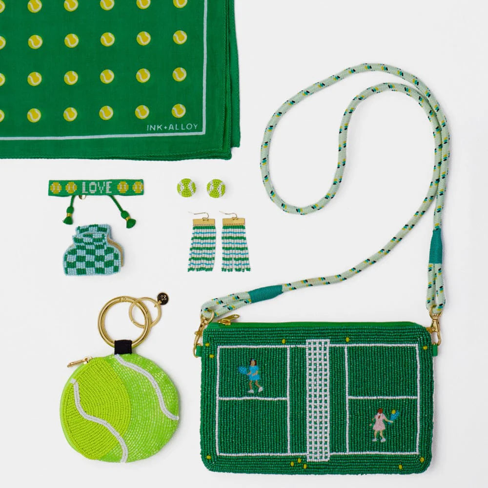 Coco Tennis Ball Beaded Post Earrings