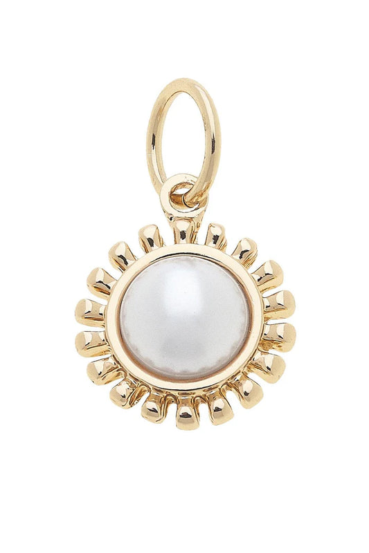 Pearl Cabochon Coin Charm in Ivory
