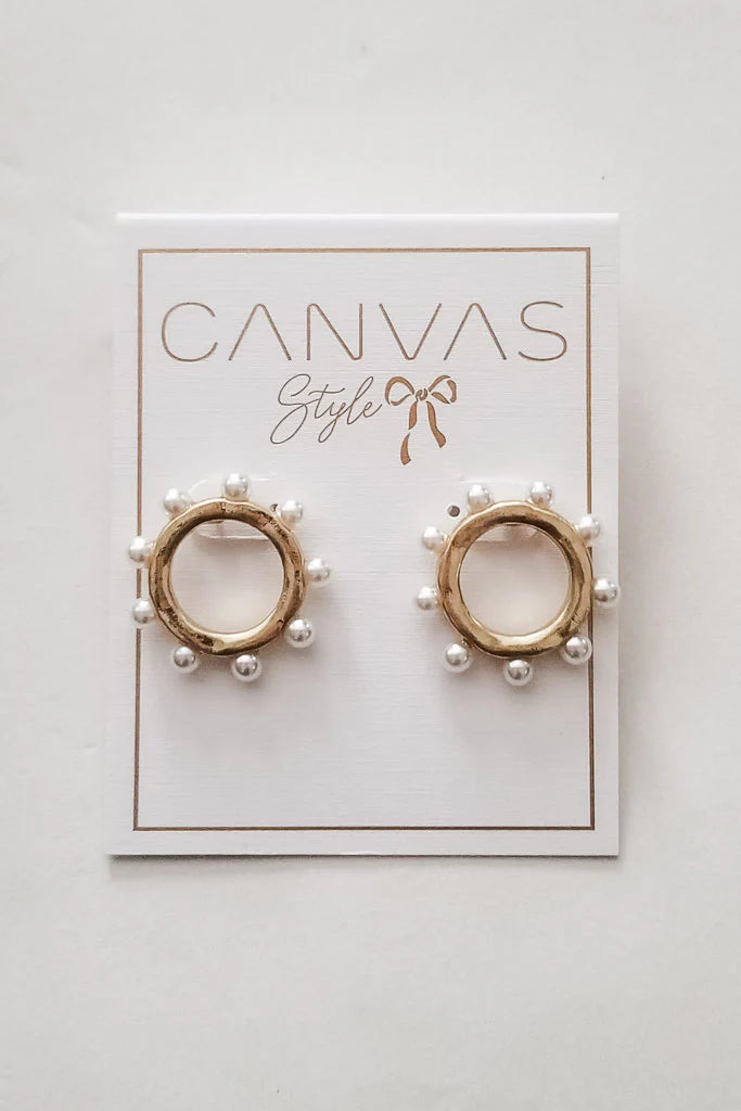 Melanie Studded Pearl Studded Circle Earrings