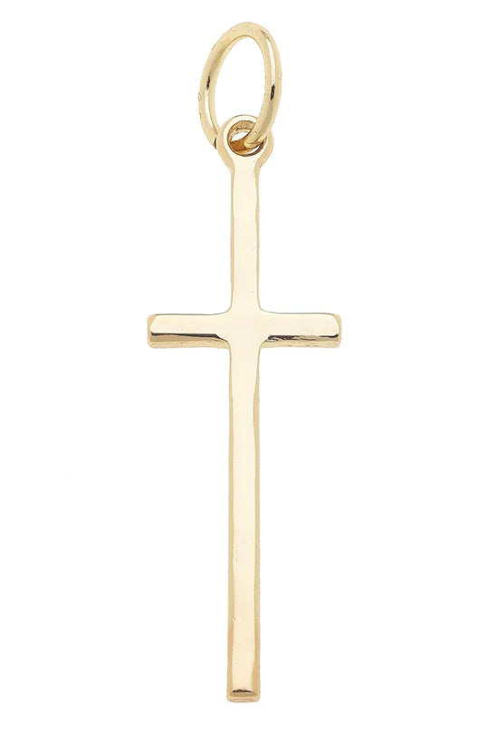 Skinny Cross Charm in Shiny Gold