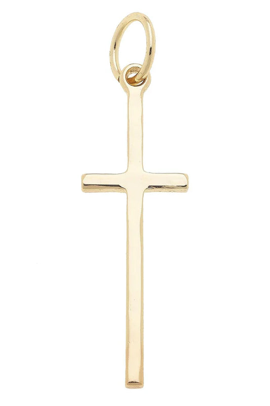 Skinny Cross Charm in Shiny Gold