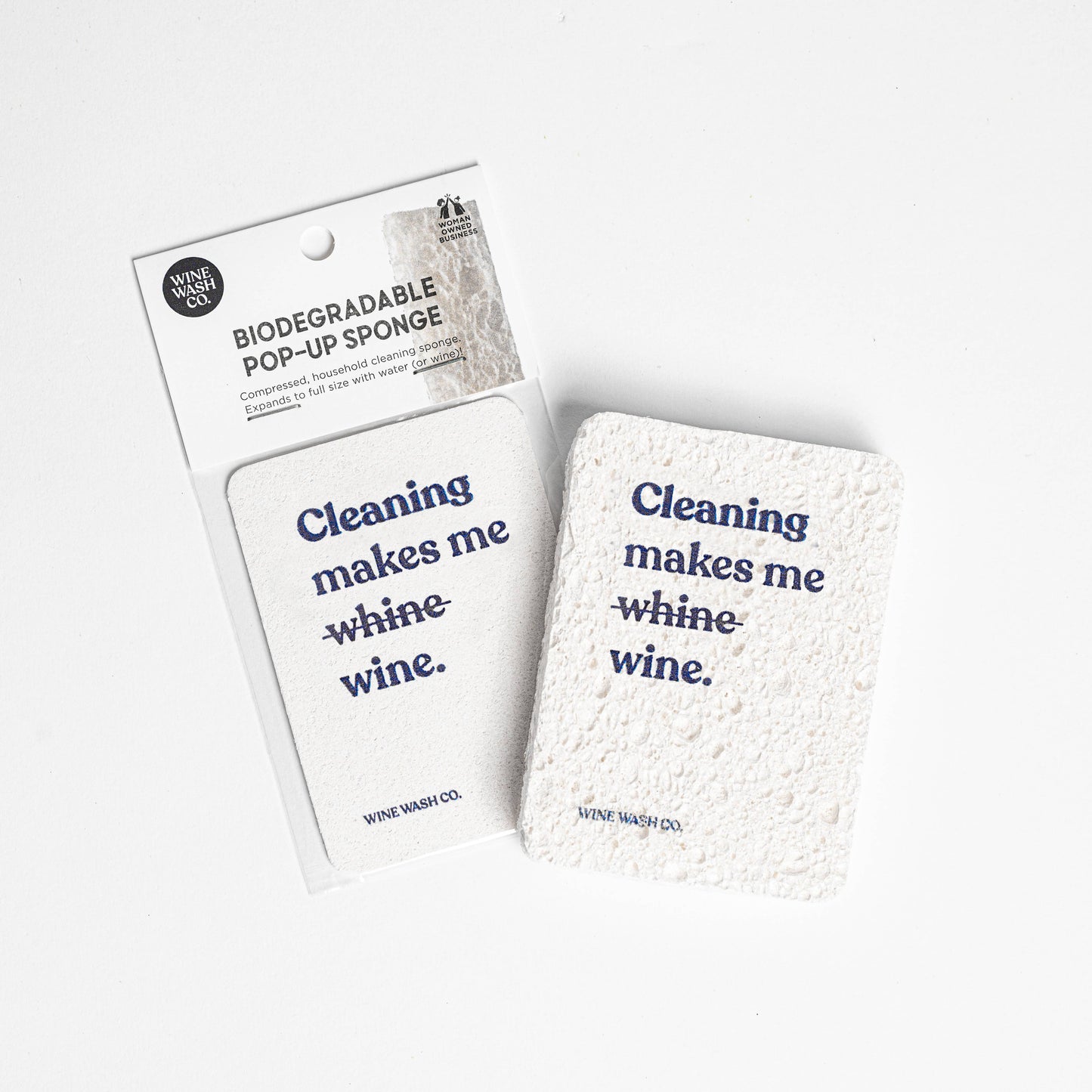 "Cleaning Makes Me Wine" Biodegradable Pop-Up Sponge