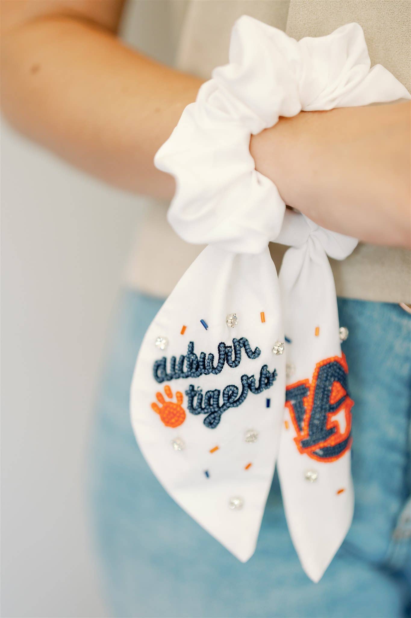 Auburn University Beaded Scrunchie