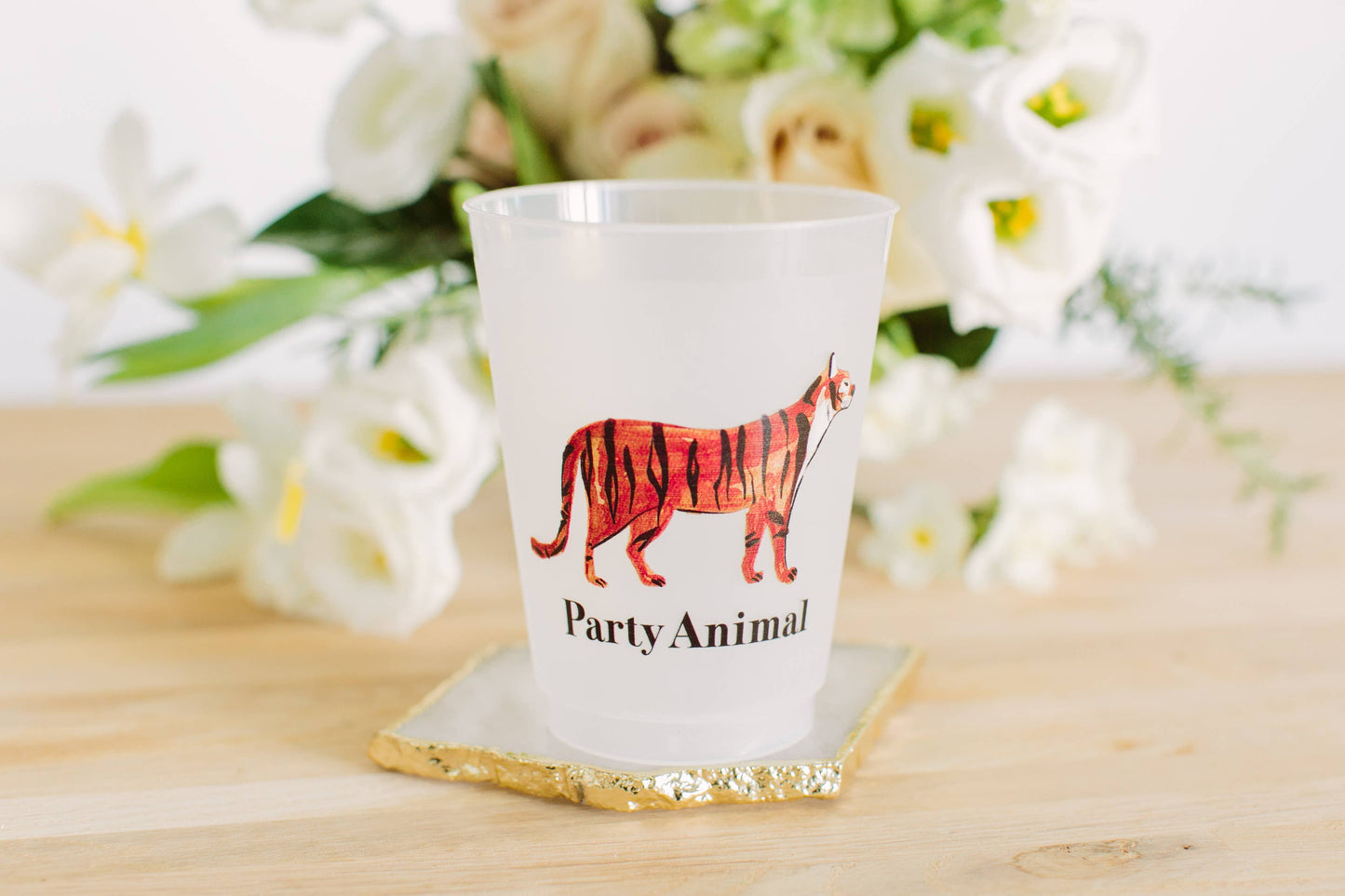 Set of 6 Reusable Cups: Party Animal Tiger