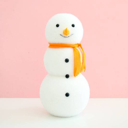 Flocked Snowman with Orange Scarf (12")