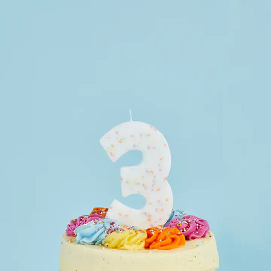 Jumbo Sprinkle Number 3 Candle
