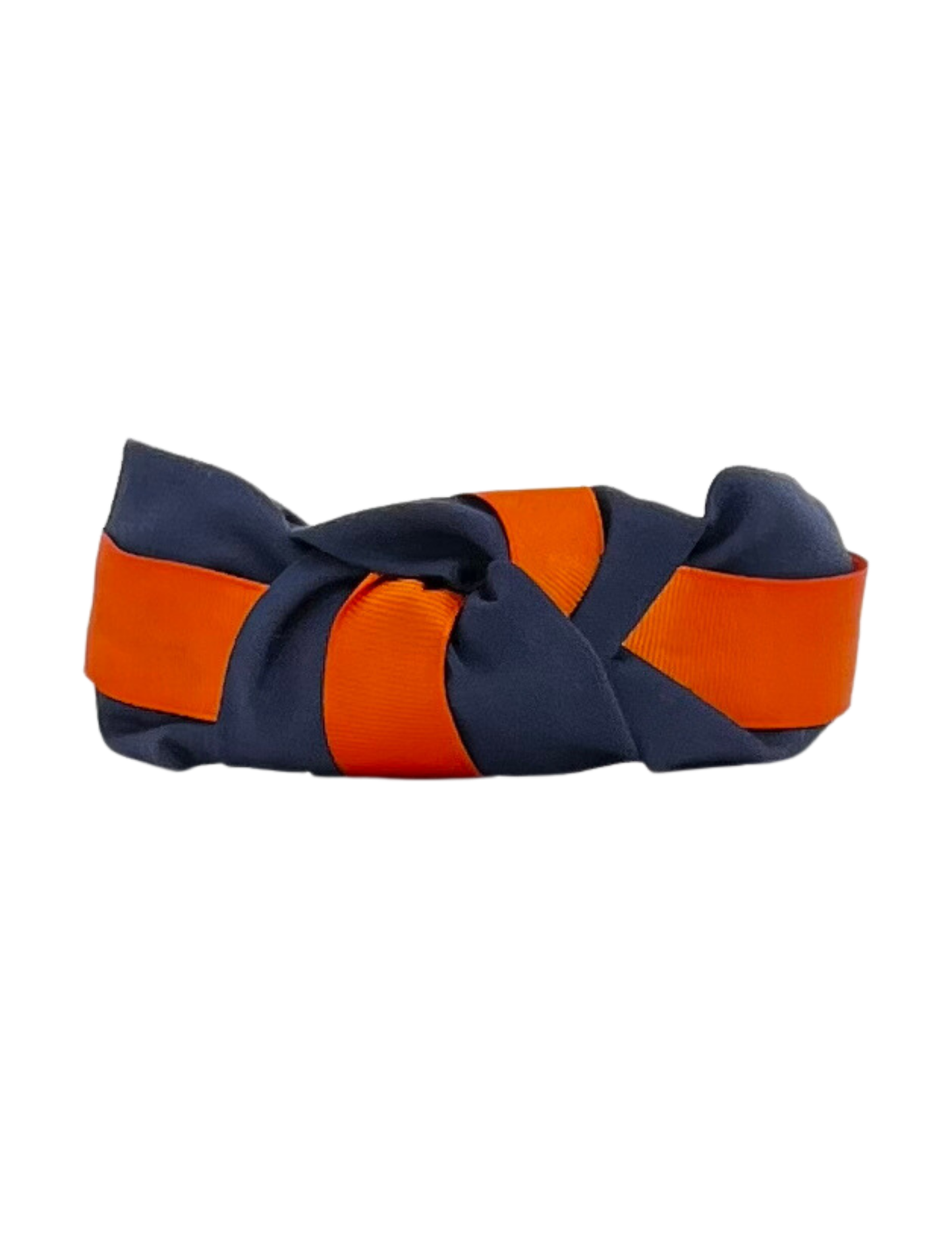 Orange Ribbon on Navy Handmade Knot Headband