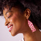Pink & Gold Delilah Cheetah Beaded Fringe Earrings