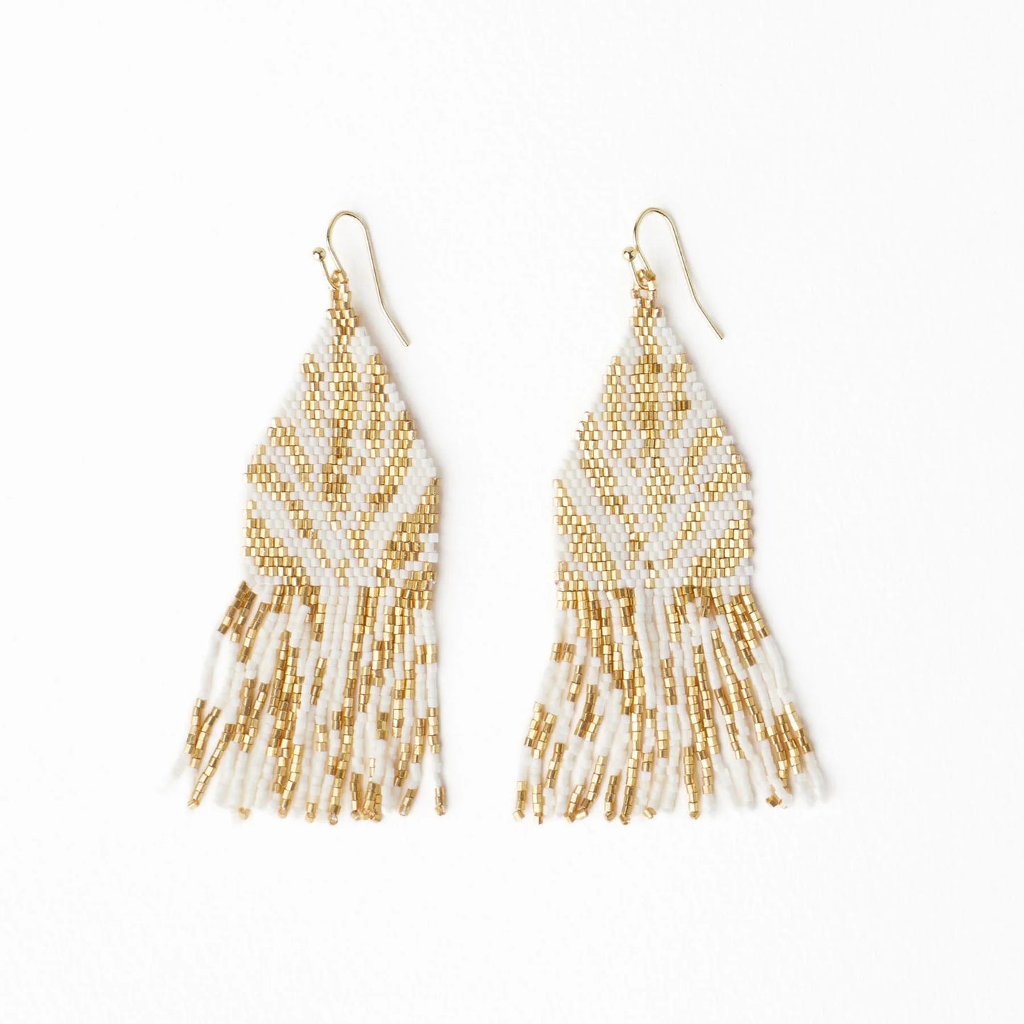 Ivory & Gold Delilah Zebra Beaded Fringe Earrings