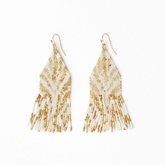 Ivory & Gold Delilah Zebra Beaded Fringe Earrings