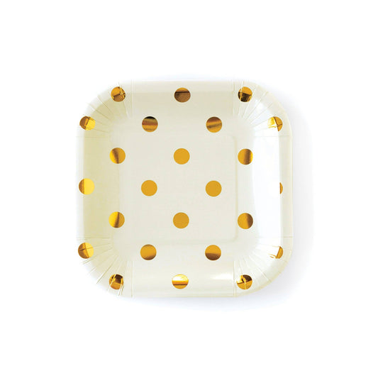 Cream Polka Dot Square Plates