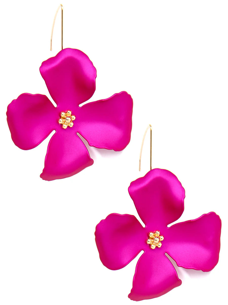 Chroma Petals Threader Earring: Metallic Hot Pink