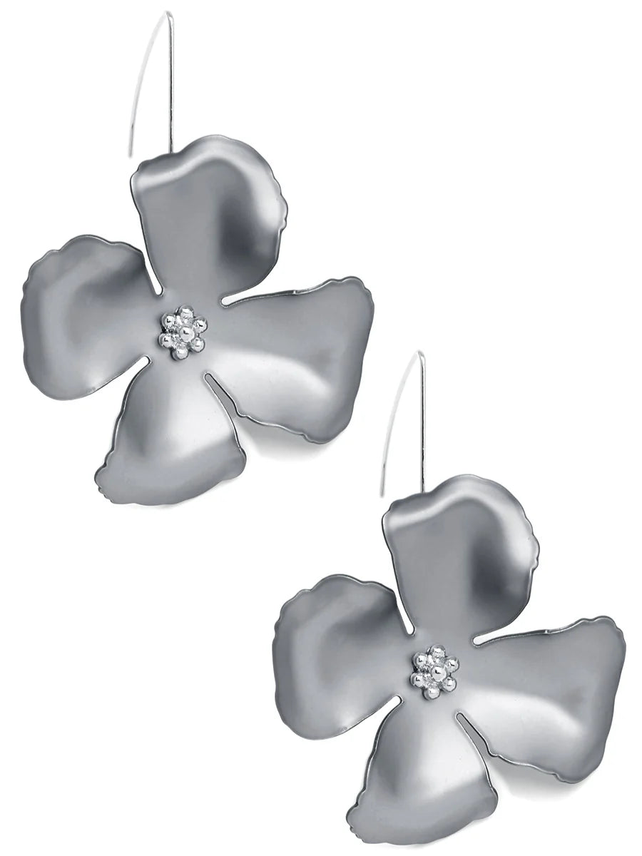 Chroma Petals Threader Earring: Metallic Gray